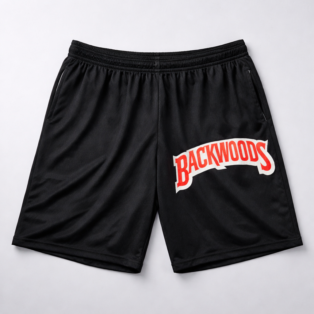 Men’s Black Graphic Athletic Shorts
